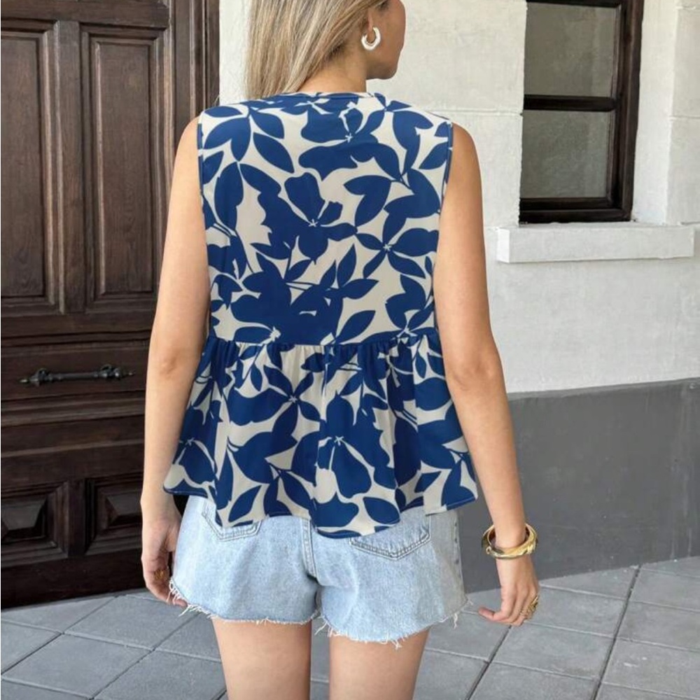 Leopard Print Versatile Round Neck Drawstring Ruffle Trim Top Blouse Shirt - Picture 6 of 13